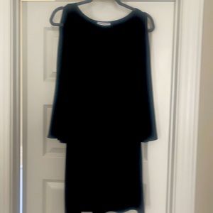 Womens Black Cold Shoulder Flutter Sleeve Dress
